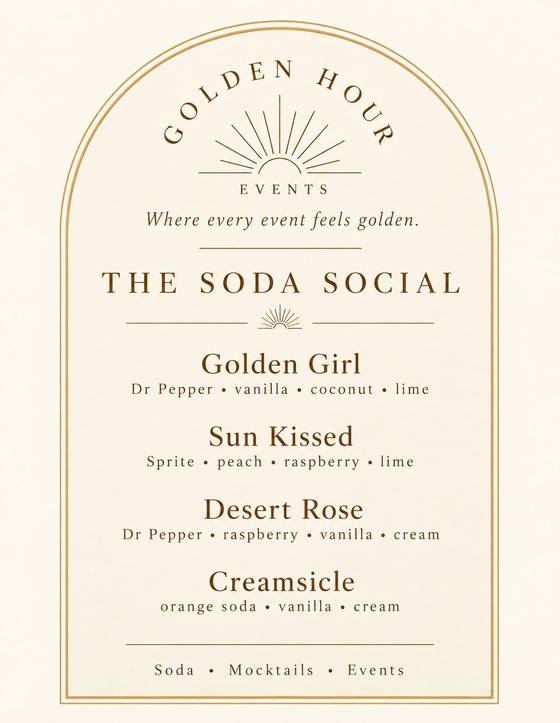 The Soda Social printed menu card